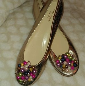 Kate Spade Gold Leather Ballet Flat